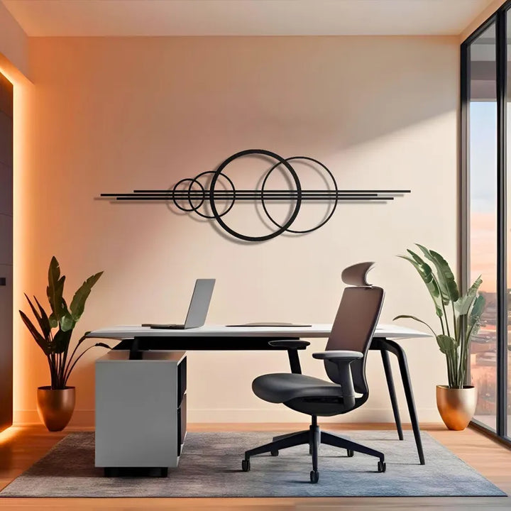 Minimalist Circular Metal Wall Decor | Geometric Sculpture | Modern Home Accent