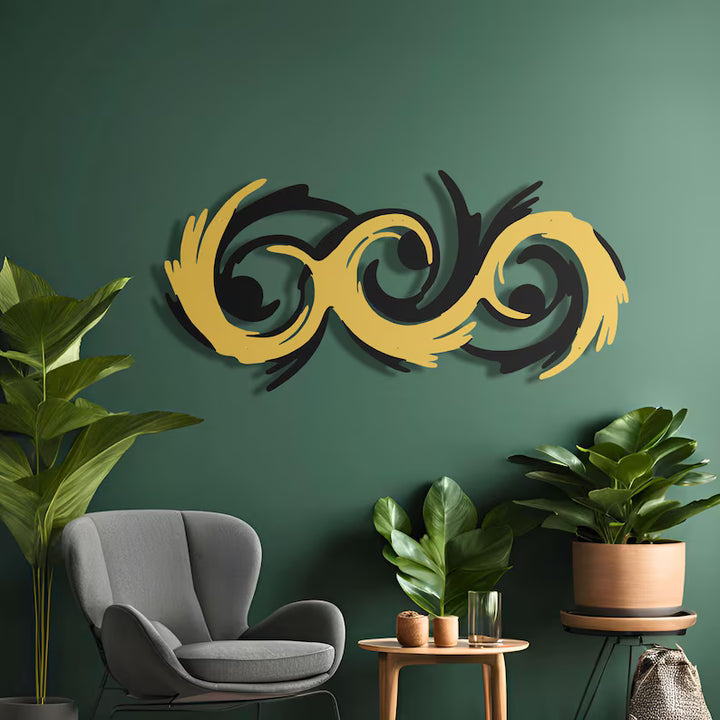 Black & Gold Abstract Metal Wall Art | Two-Tone Layered Sculpture | Statement Decor