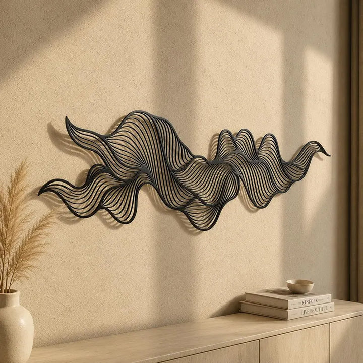 Abstract Wave Metal Wall Art | Minimalist Line Sculpture | Modern Wall Decor