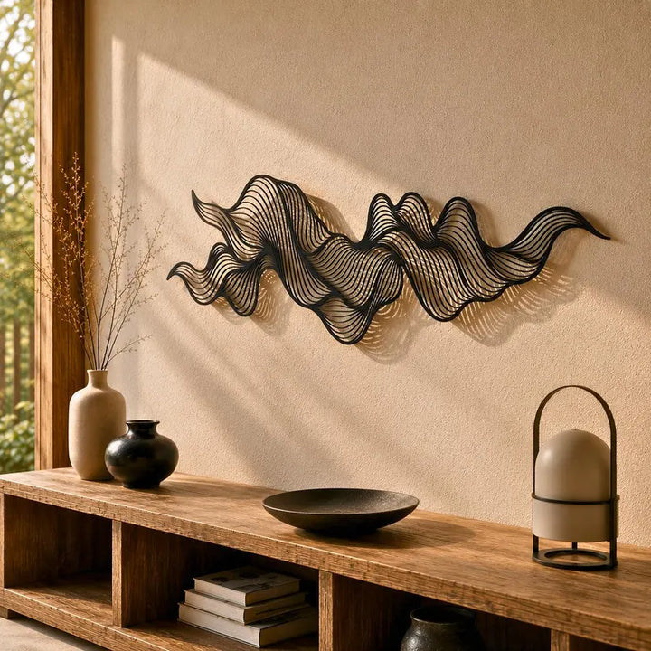 Abstract Wave Metal Wall Art | Minimalist Line Sculpture | Modern Wall Decor